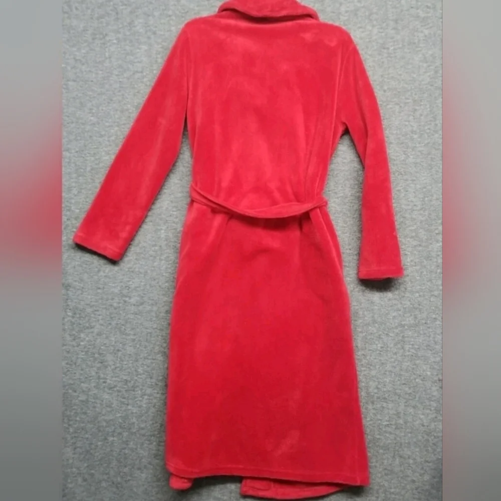 Women's Red Plush Bathrobe Vintage Simply Basic Size M